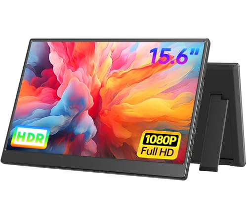 15.6-inch FHD 1080P HDR IPS Portable Monitor with Kickstand & Speakers USB-C HDMI J833