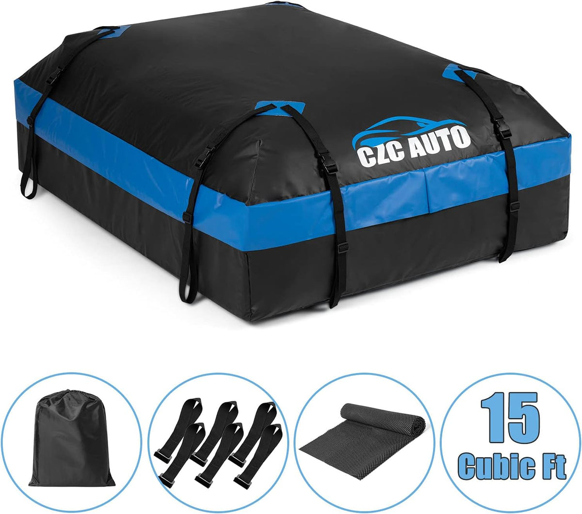 Black 15 cu. ft Waterproof Rooftop Cargo Carrier K6589