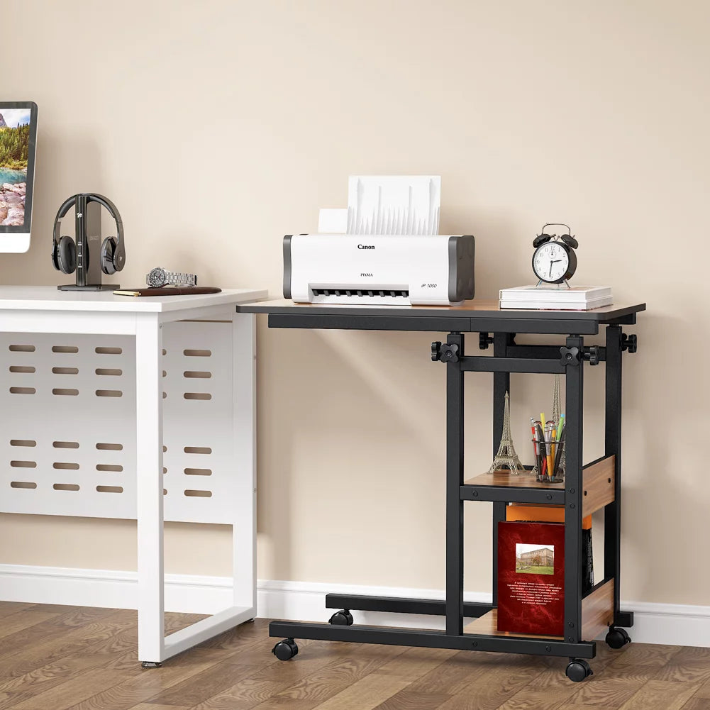 Mobile Couch Table with Storage Shelves and Wheels S64488