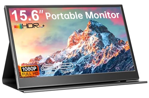 15.6-inch FHD 1080P HDR IPS Portable Monitor with Kickstand & Speakers USB-C HDMI J833