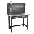 Heavy Duty Commercial Lighted Workcenter with Pegboard, 500 lbs. Weight Capacity, Stainless Steel Top, 48" W x 24" D x 65.5" H Q3041