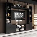 Black 4-in-1 Wall Unit TV Stand with Bookshelves B8582