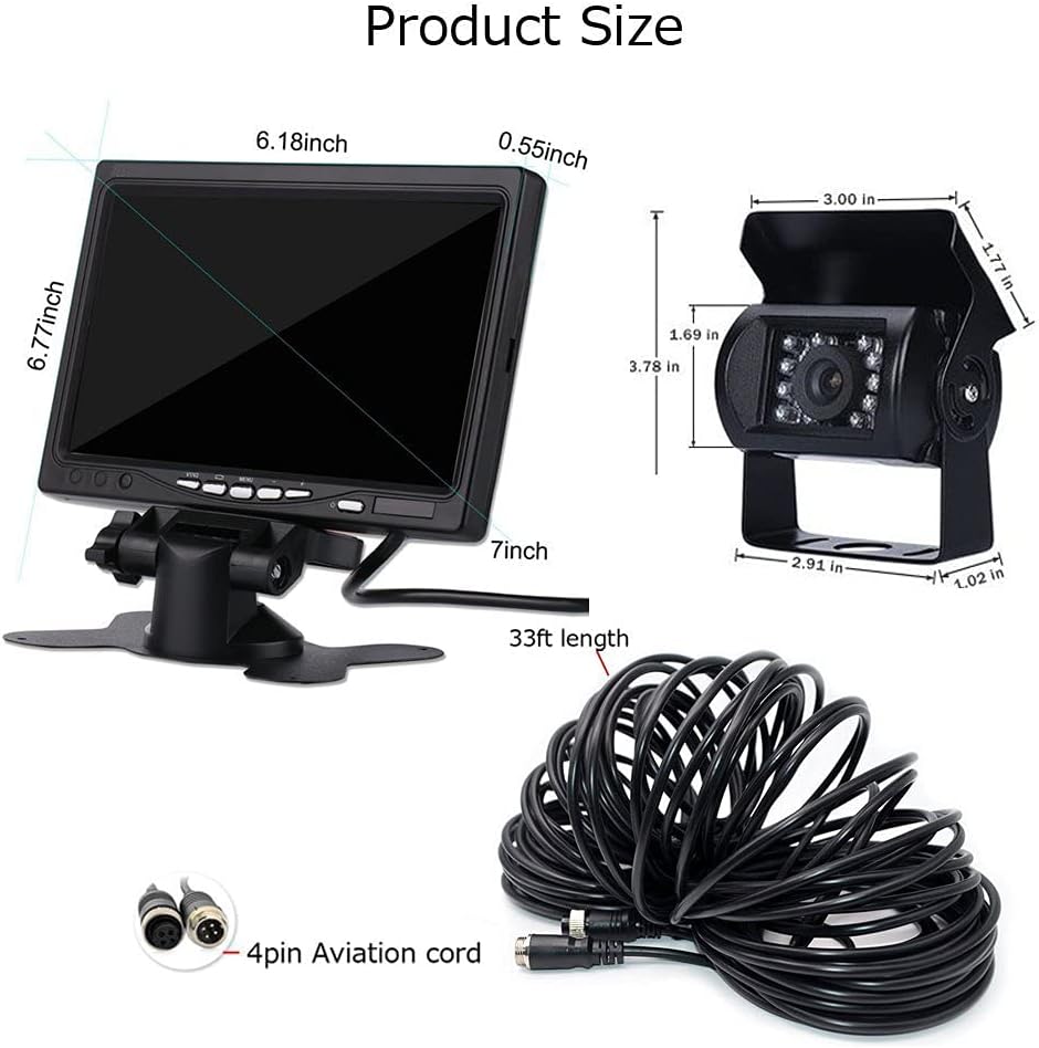 Vehicle Backup Camera 4 Split Monitor 18 IR Night Vision Waterproof Z80592