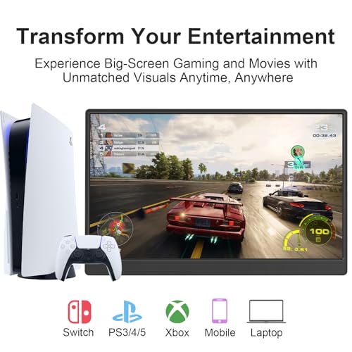 15.6-inch FHD 1080P HDR IPS Portable Monitor with Kickstand & Speakers USB-C HDMI J833