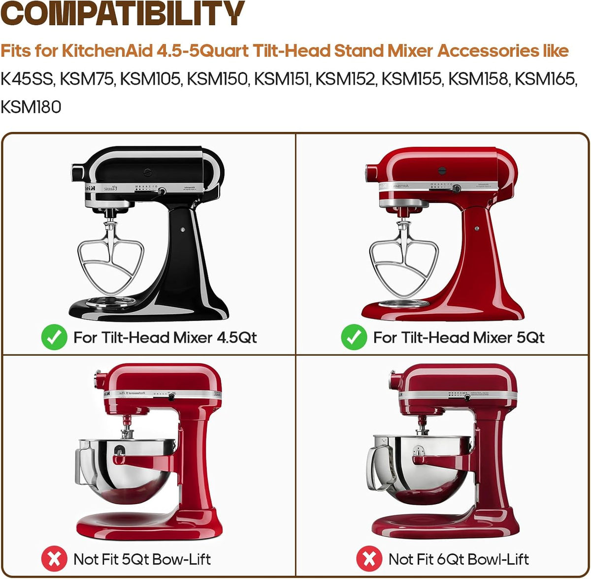 Stainless Steel Beaters for Kitchenaid Stand Mixer, 4.5-5Qt Tilt-Head Paddle Attachment S95925