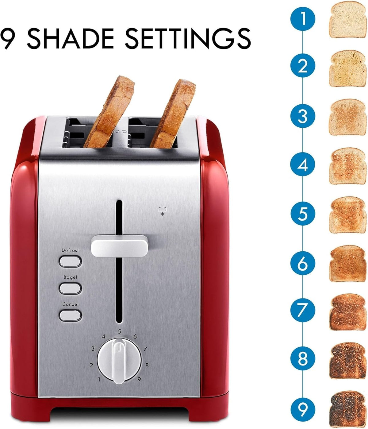 2 Slice Stainless Steel Toaster with Extra Wide Slots X687