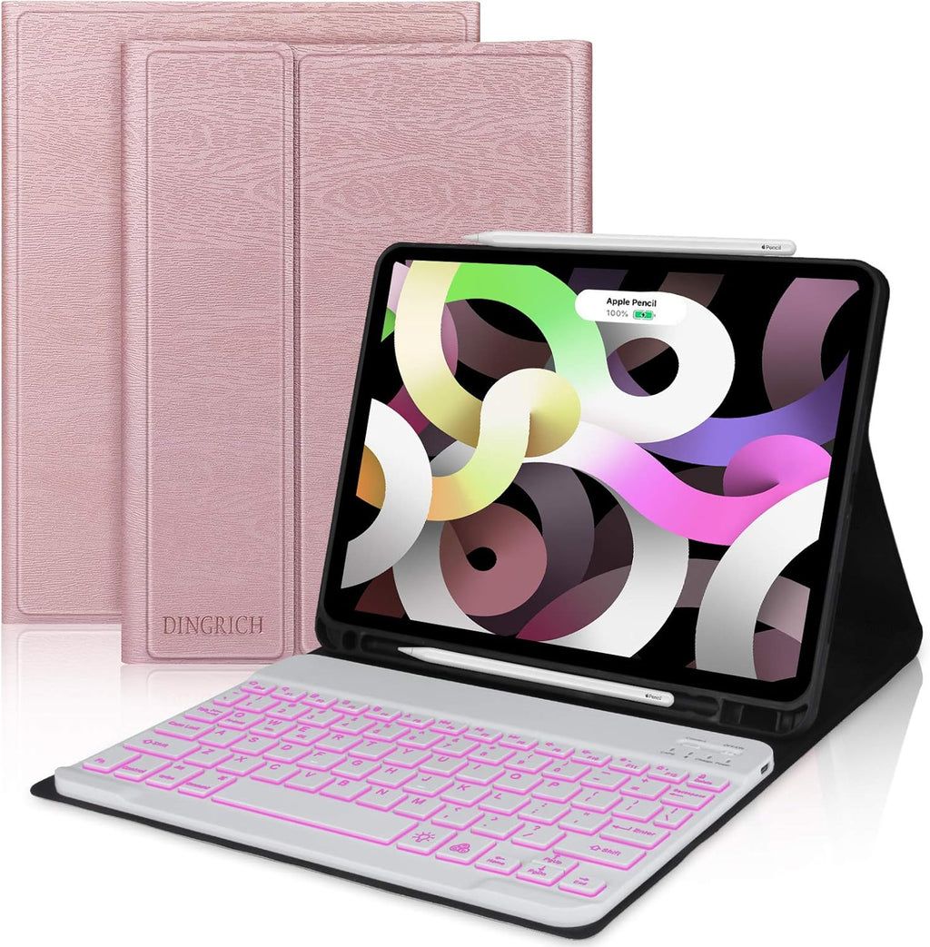 iPad Air 5th Generation Case with Keyboard 10.9 inch Backlit Rotating Q1619
