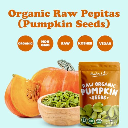 Organic Raw Pepitas, 12 Ounces — Pumpkin Seed Kernels, Unsalted, No Shell X882821