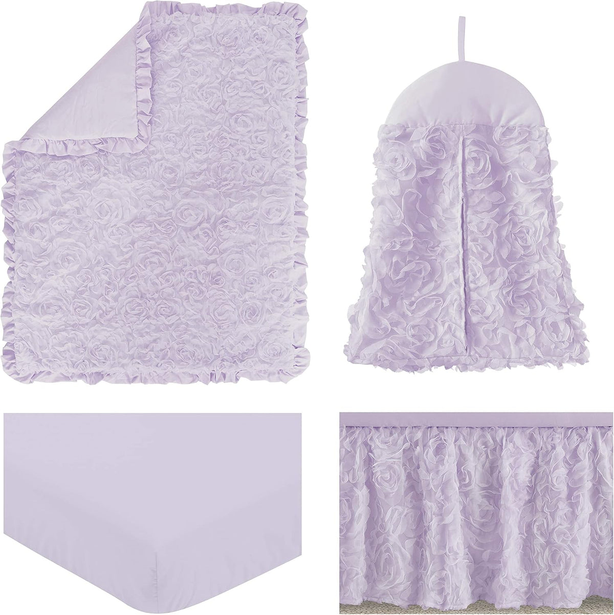 Purple Floral Rose Baby Girl Nursery Crib Bedding Set - 4 pieces M34821