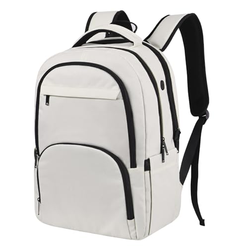 17 Inch Grey Water Resistant Travel Laptop Backpack with USB Charger Hole & Luggage Sleeve Q458864