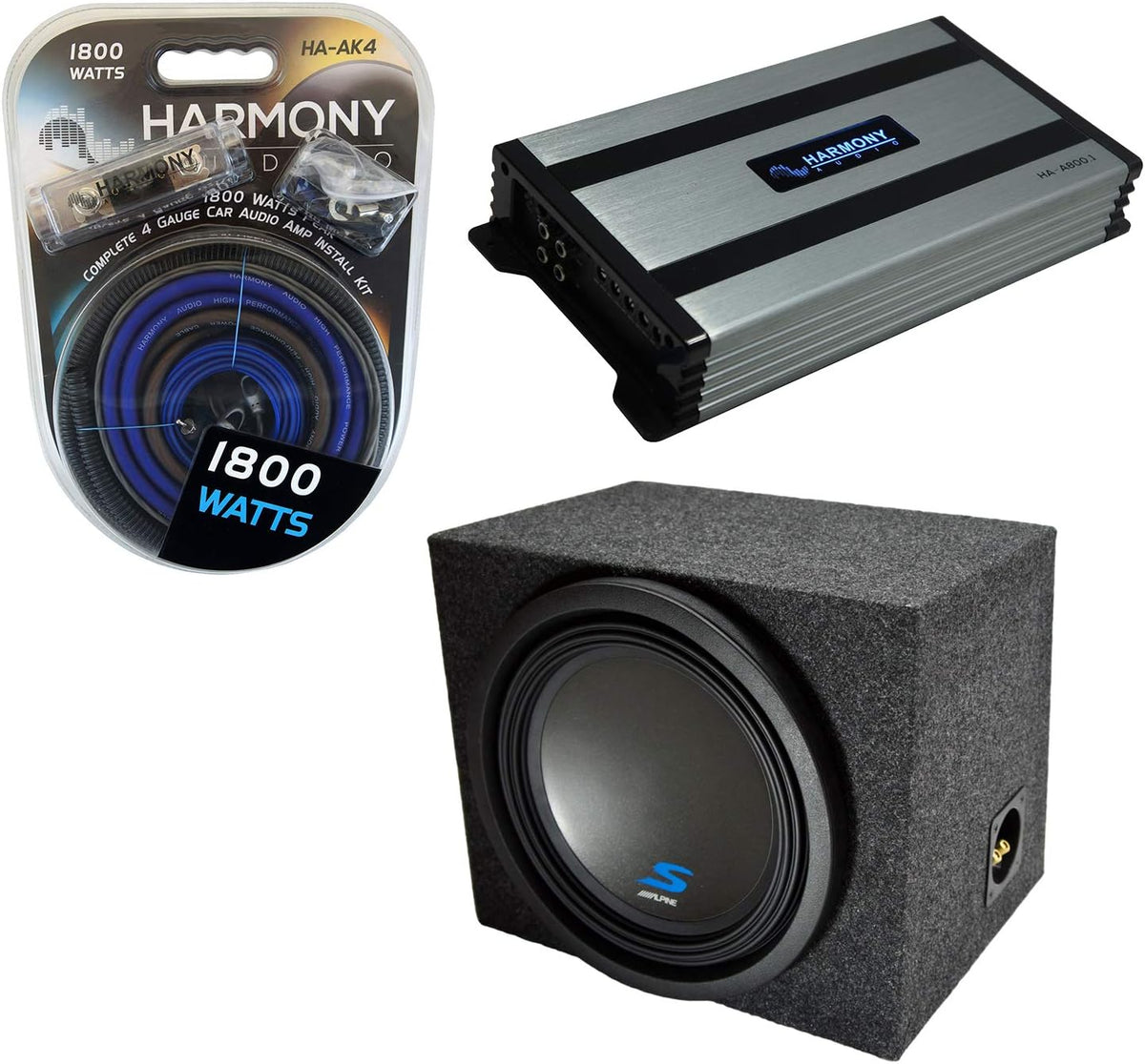 Single 12 Car Stereo Subwoofer Bundle with Sealed Sub Box Enclosure, Amplifier & Amp Kit P74574