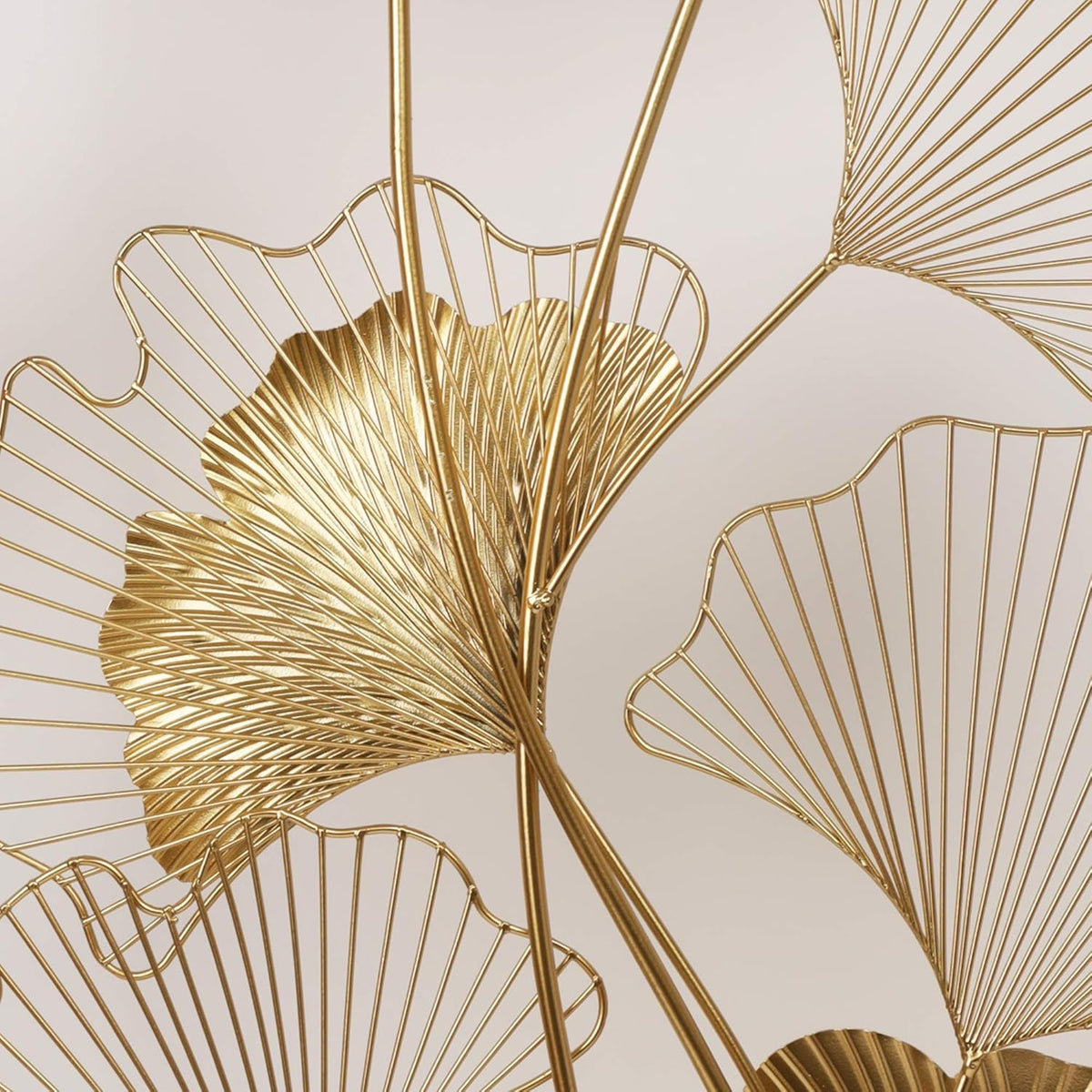 39" X 20" Golden Metal Ginkgo Leaf Wall Hanging Decor S136047