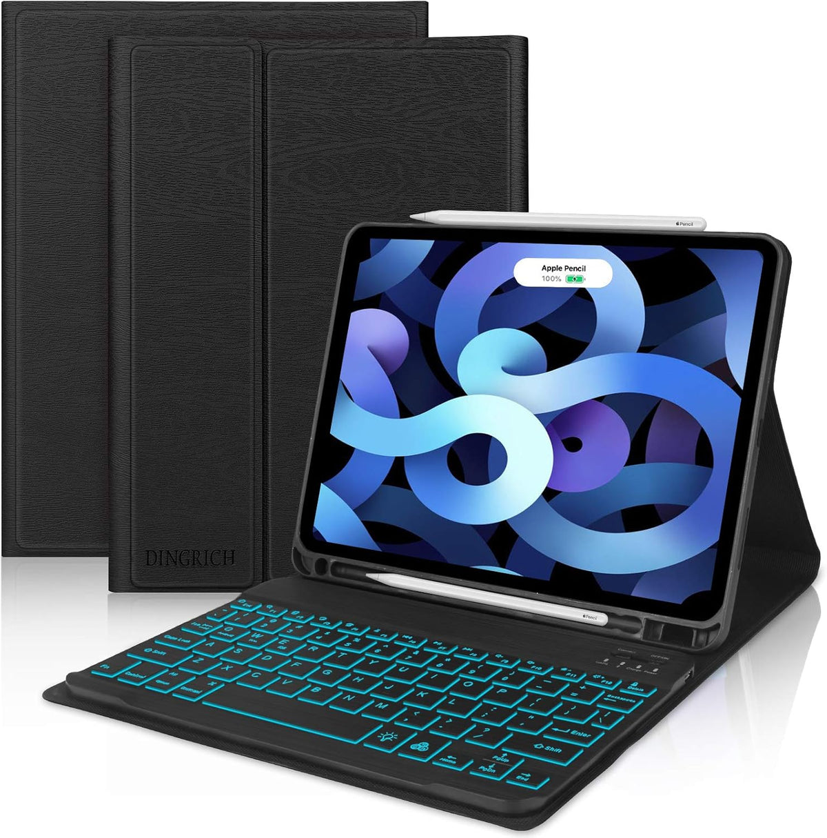 iPad Air 5th Generation Case with Keyboard 10.9 inch Backlit Rotating Q1619