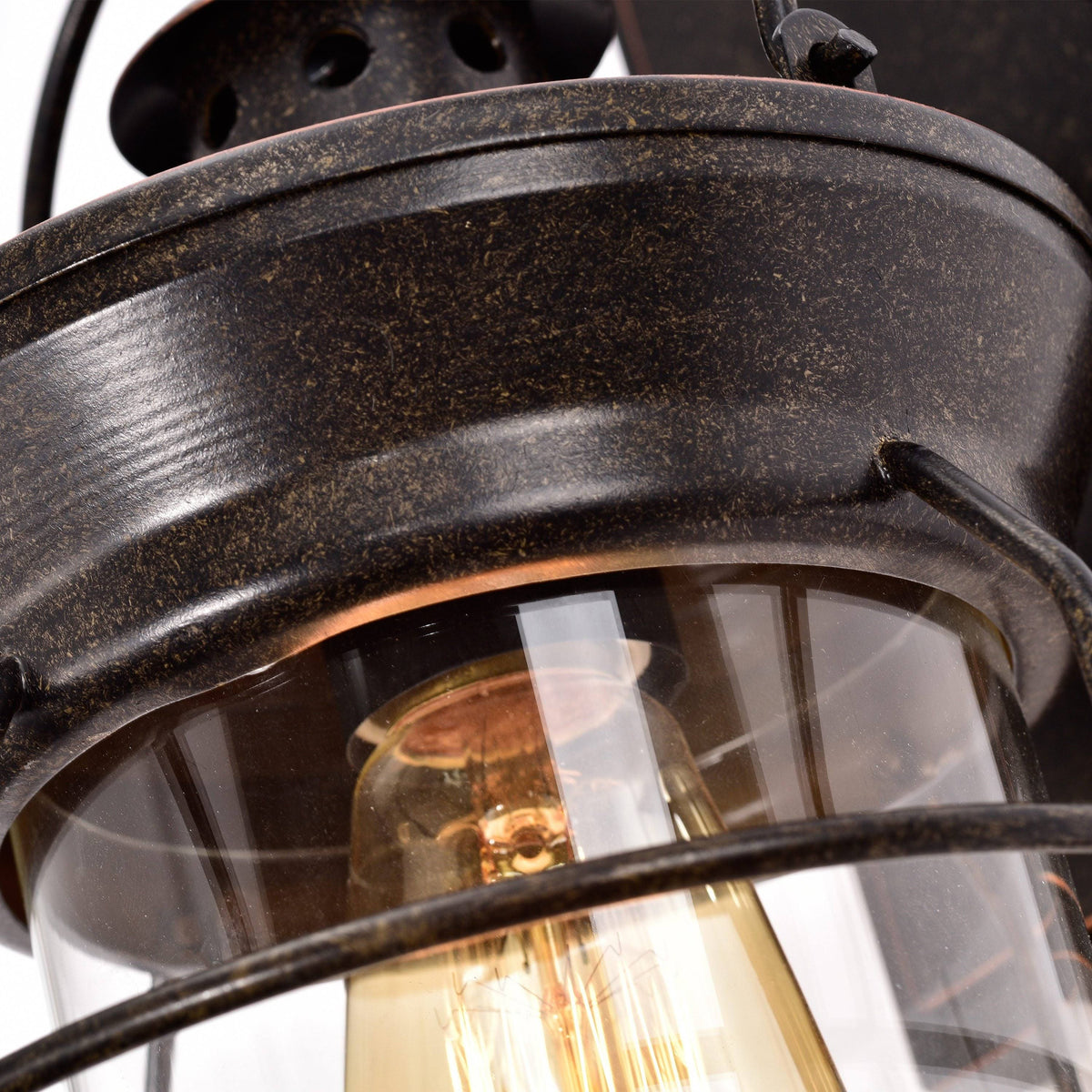 1-Light Oil Rubbed Bronze Outdoor Wall Lantern Sconce with Clear Glass L89360