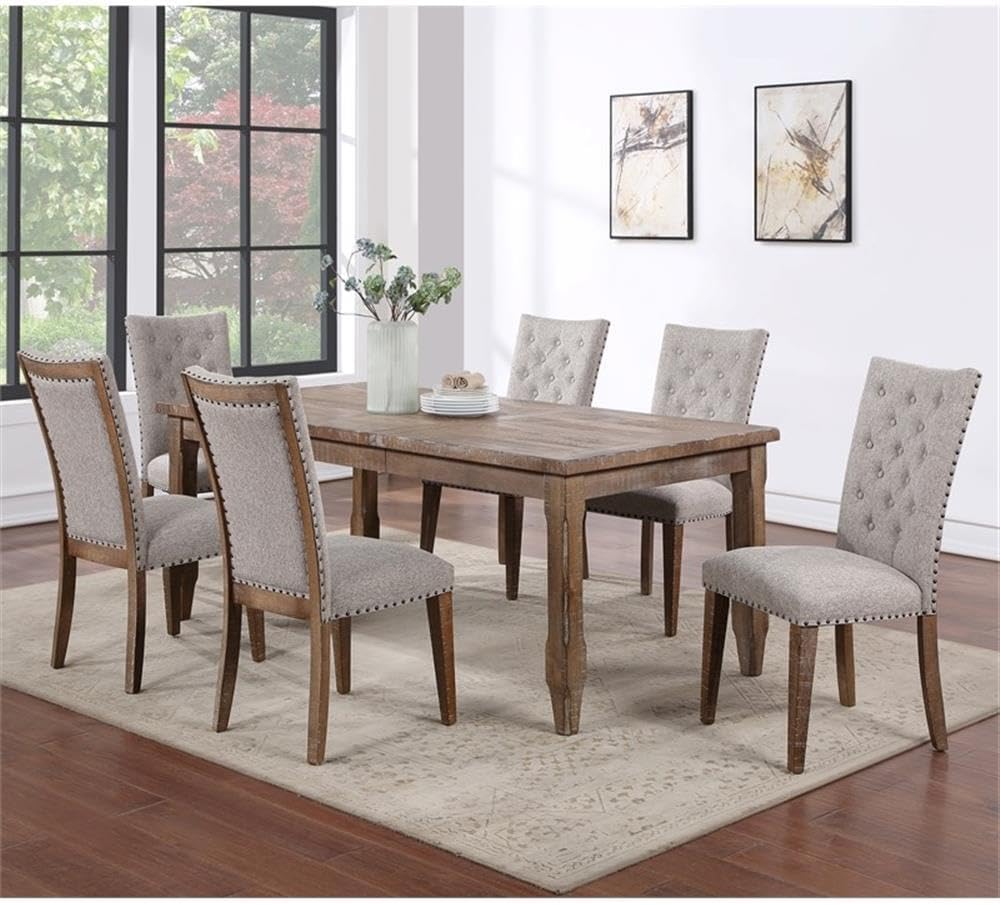 Light Brown Distressed Wood Extendable Dining Table J1339