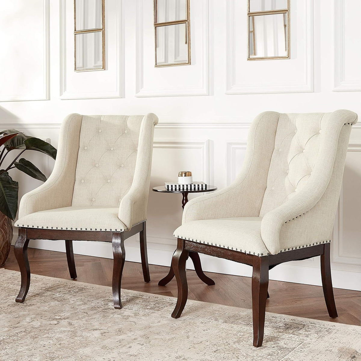 Antique Java and Cream Arm Chairs (Set of 2) X740
