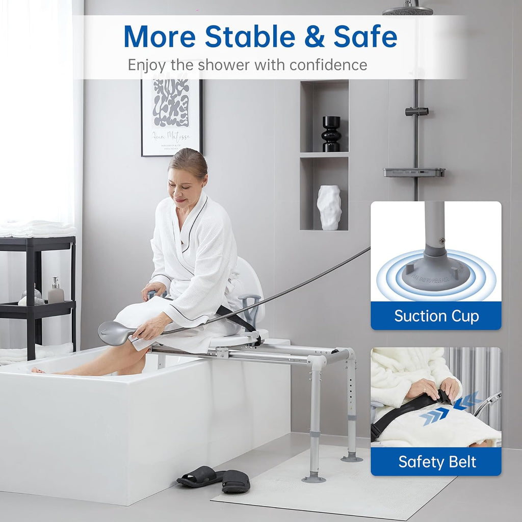 Heavy Duty Sliding Transfer Bench Bathtub Shower Chair with Non-Slip Suction Cup B81974