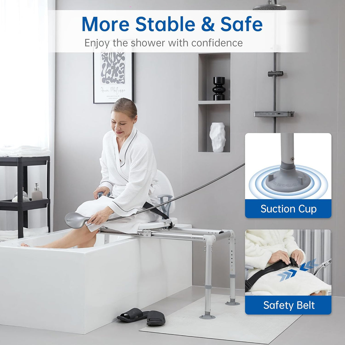 Heavy Duty Sliding Transfer Bench Bathtub Shower Chair with Non-Slip Suction Cup B81974