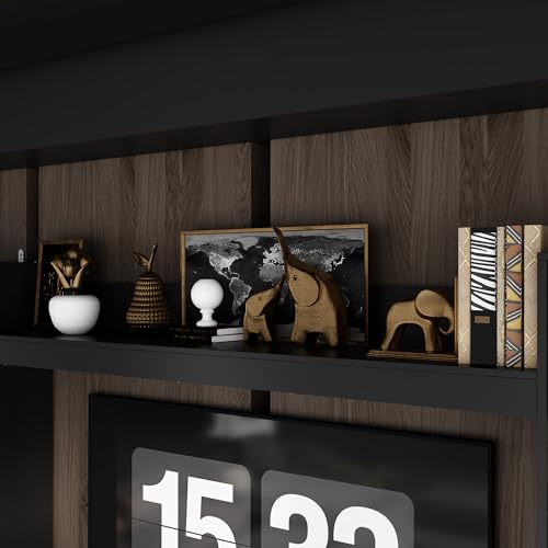 Black 4-in-1 Wall Unit TV Stand with Bookshelves B8582