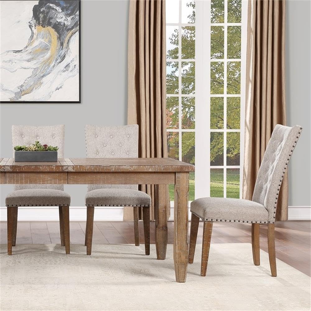 Light Brown Distressed Wood Extendable Dining Table J1339