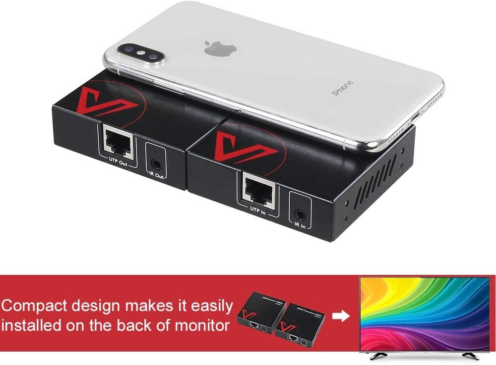 HDMI Extender Over Cat5e/6/6a/7 up to 1080P@60Hz 164ft/50m with IR Remote Control Pack of 2 K372