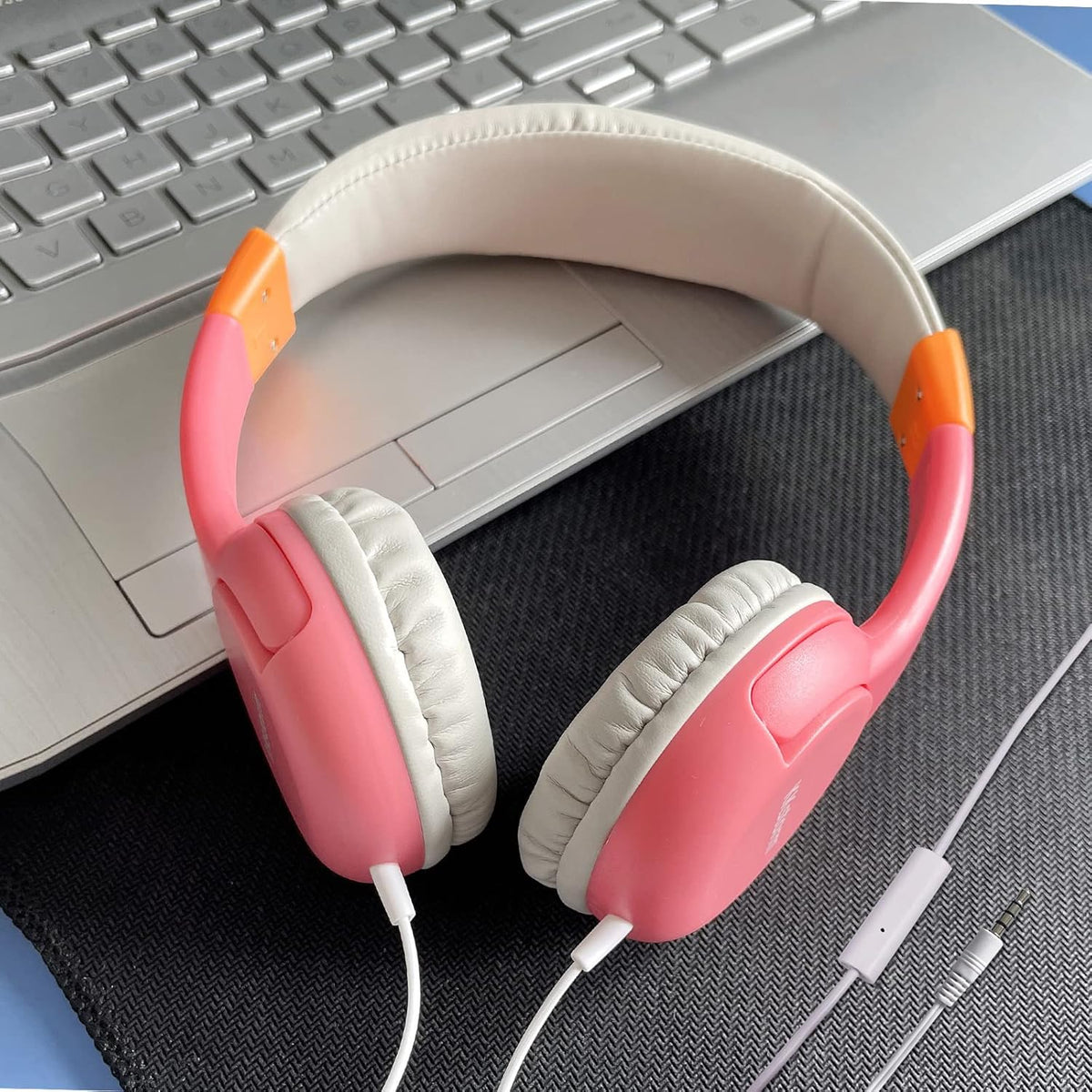 Blue Pink Wired Headphones with Microphone U993808