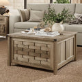 Light Brown 31.5" Square Coffee Table with Hinged Lift Top M8861