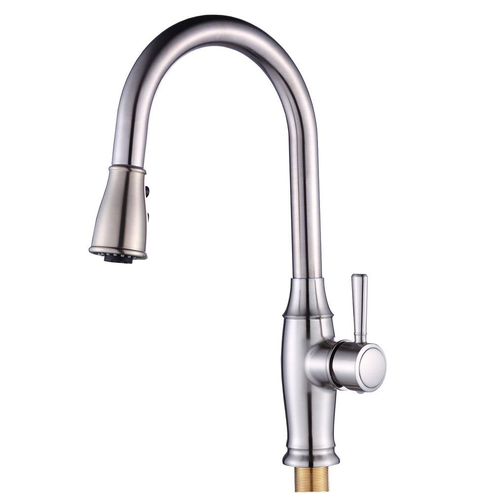 Single-Handle Pull-Down Sprayer Kitchen Faucet in Brushed Nickel T917