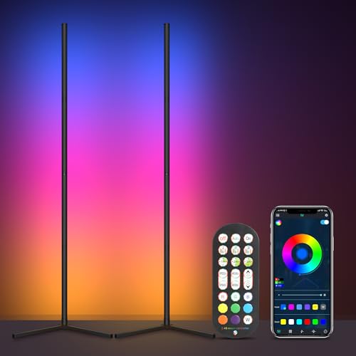Smart LED Floor Lamp RGB, 2 Pack Color Changing Corner Lamp R98479