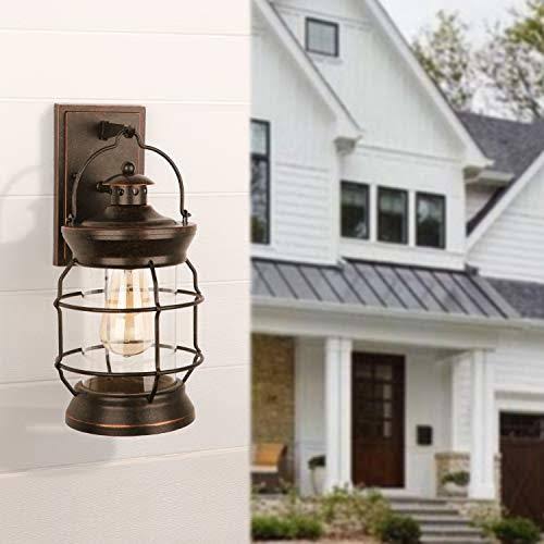 1-Light Oil Rubbed Bronze Outdoor Wall Lantern Sconce with Clear Glass L89360