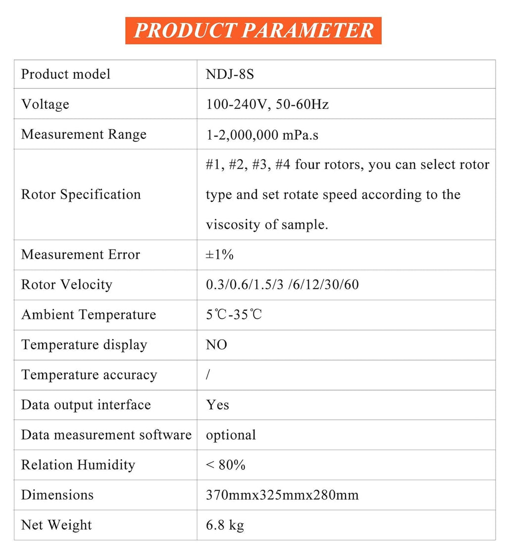Digital Rotary Viscometer with Temp. Probe 10-6,000,000 mPa.s ±3% 110V I6389