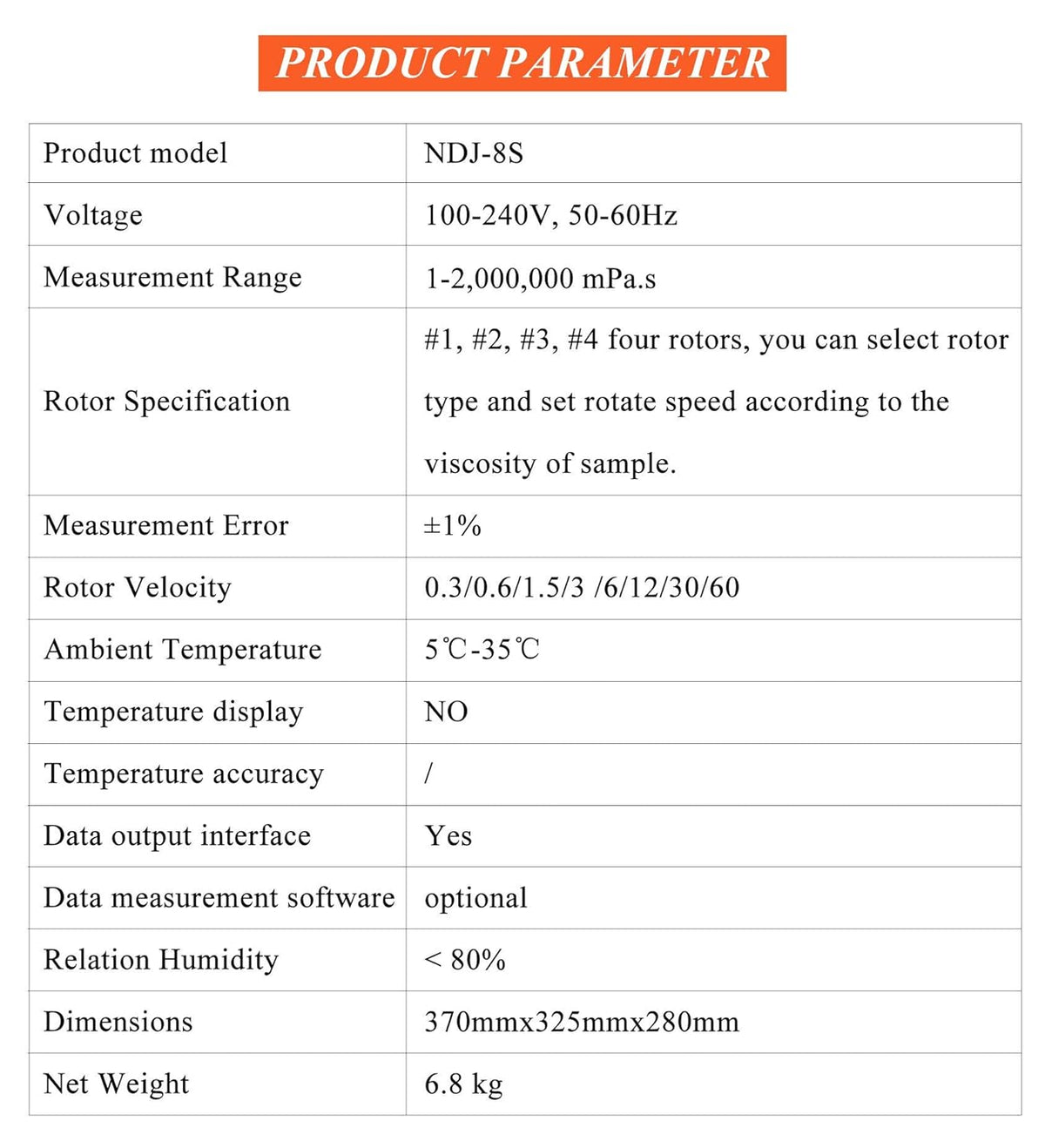 Digital Rotary Viscometer with Temp. Probe 10-6,000,000 mPa.s ±3% 110V I6389