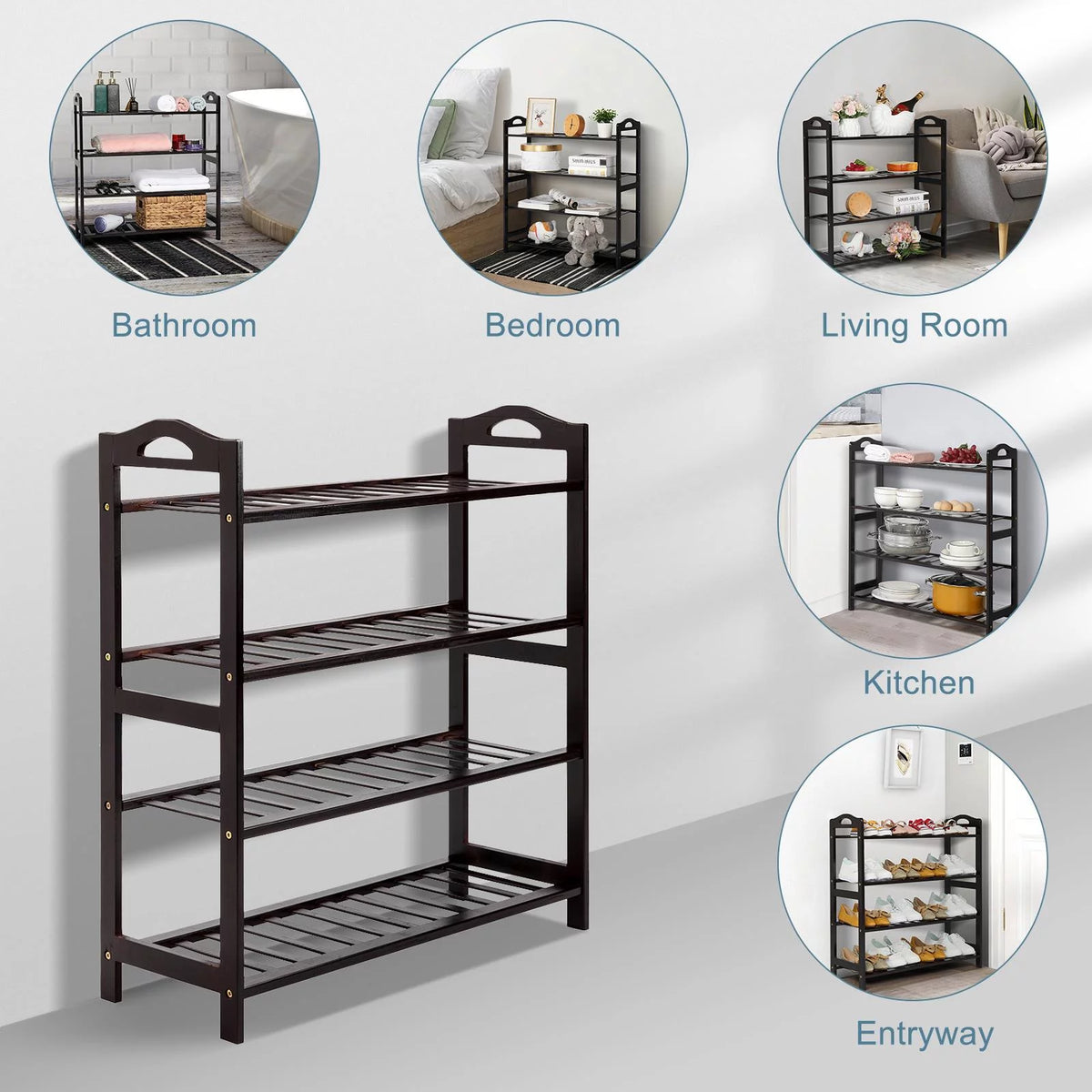 4-Tier Bamboo Coffee Shoe Rack M555881