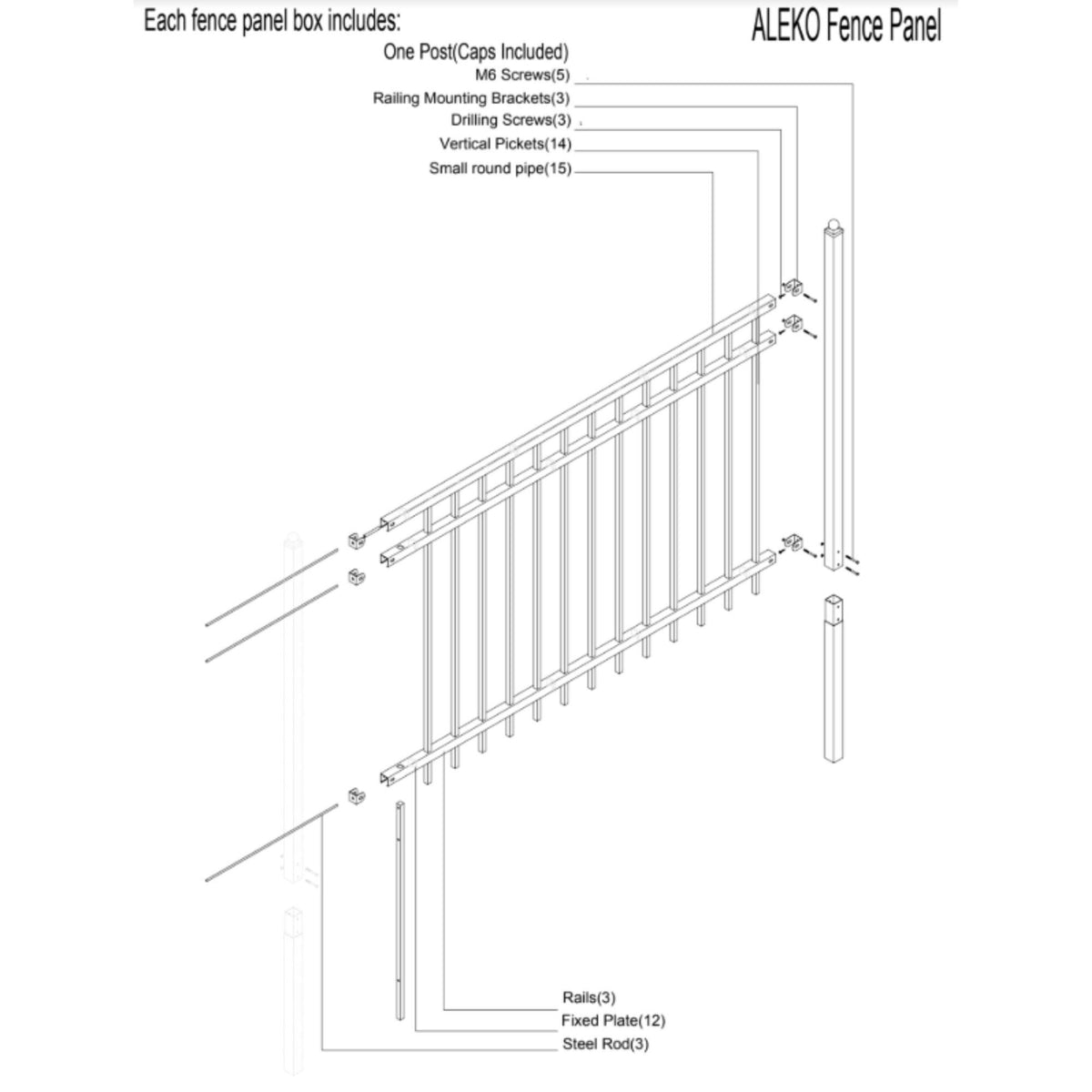 8 ft. Steel Fence Panel O76723
