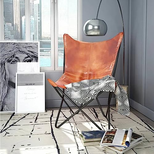 Brown Real Leather Butterfly Chair H64703