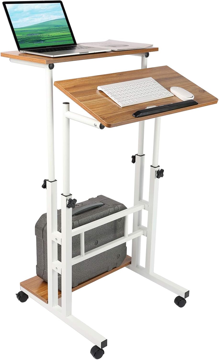 Black Portable Standing Desk with Wheels K702