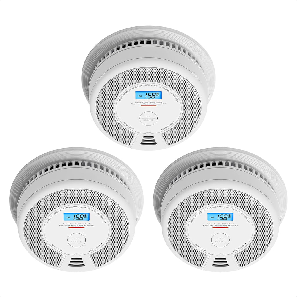 10-Year Battery Smoke and Carbon Monoxide Detector Alarm with LCD Display, Dual Sensor, 5-Pack U638023