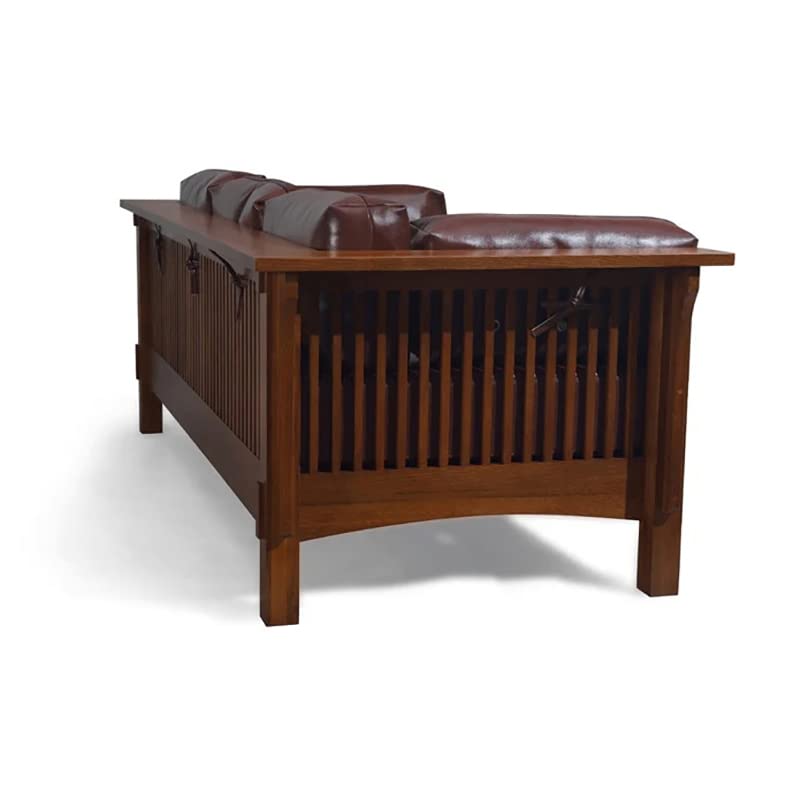 Solid Quarter Sawn White Oak and Leather Cushions Sofa X57139