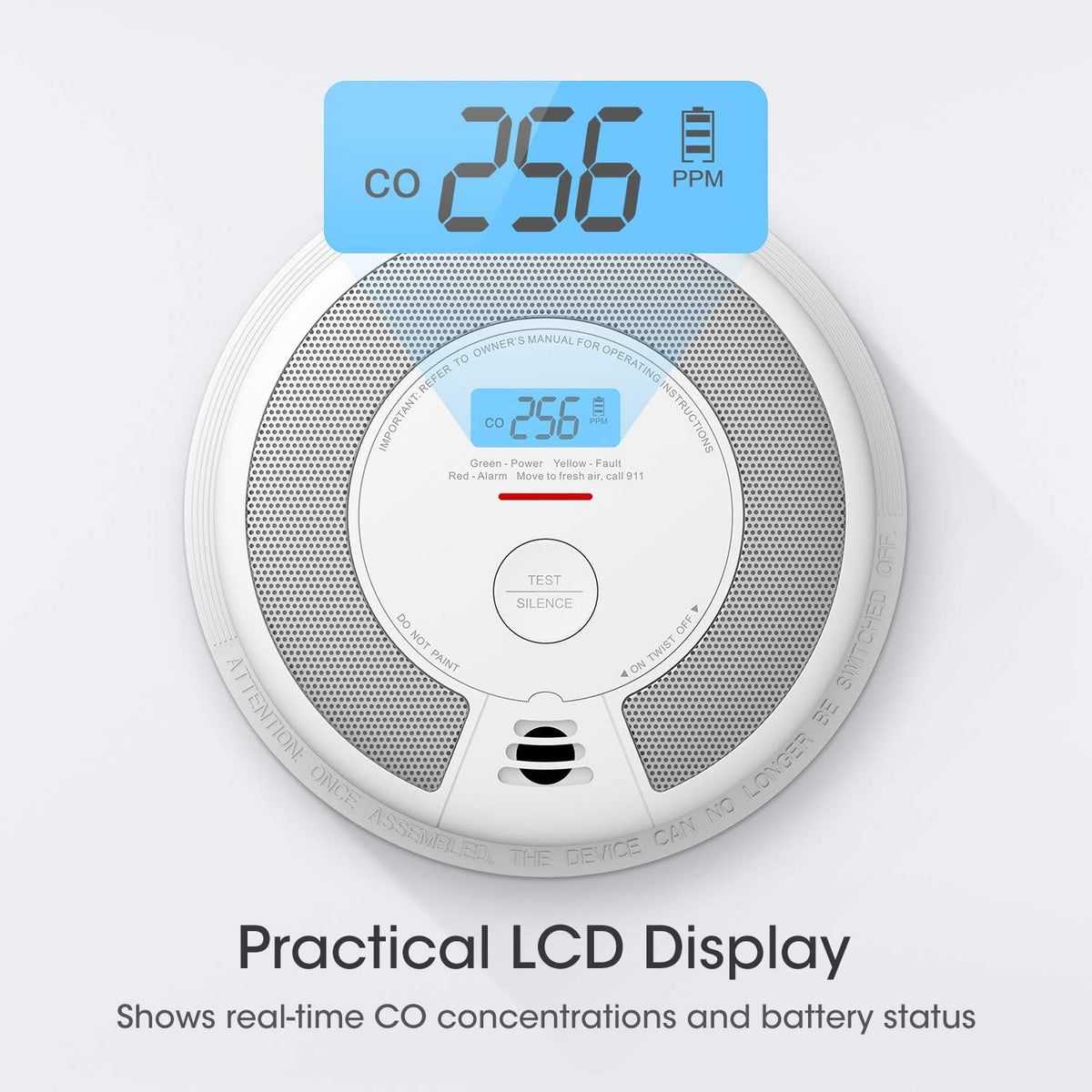 10-Year Battery Smoke and Carbon Monoxide Detector Alarm with LCD Display, Dual Sensor, 5-Pack U638023