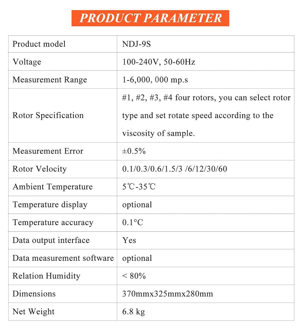 Digital Rotary Viscometer with Temp. Probe 10-6,000,000 mPa.s ±3% 110V I6389
