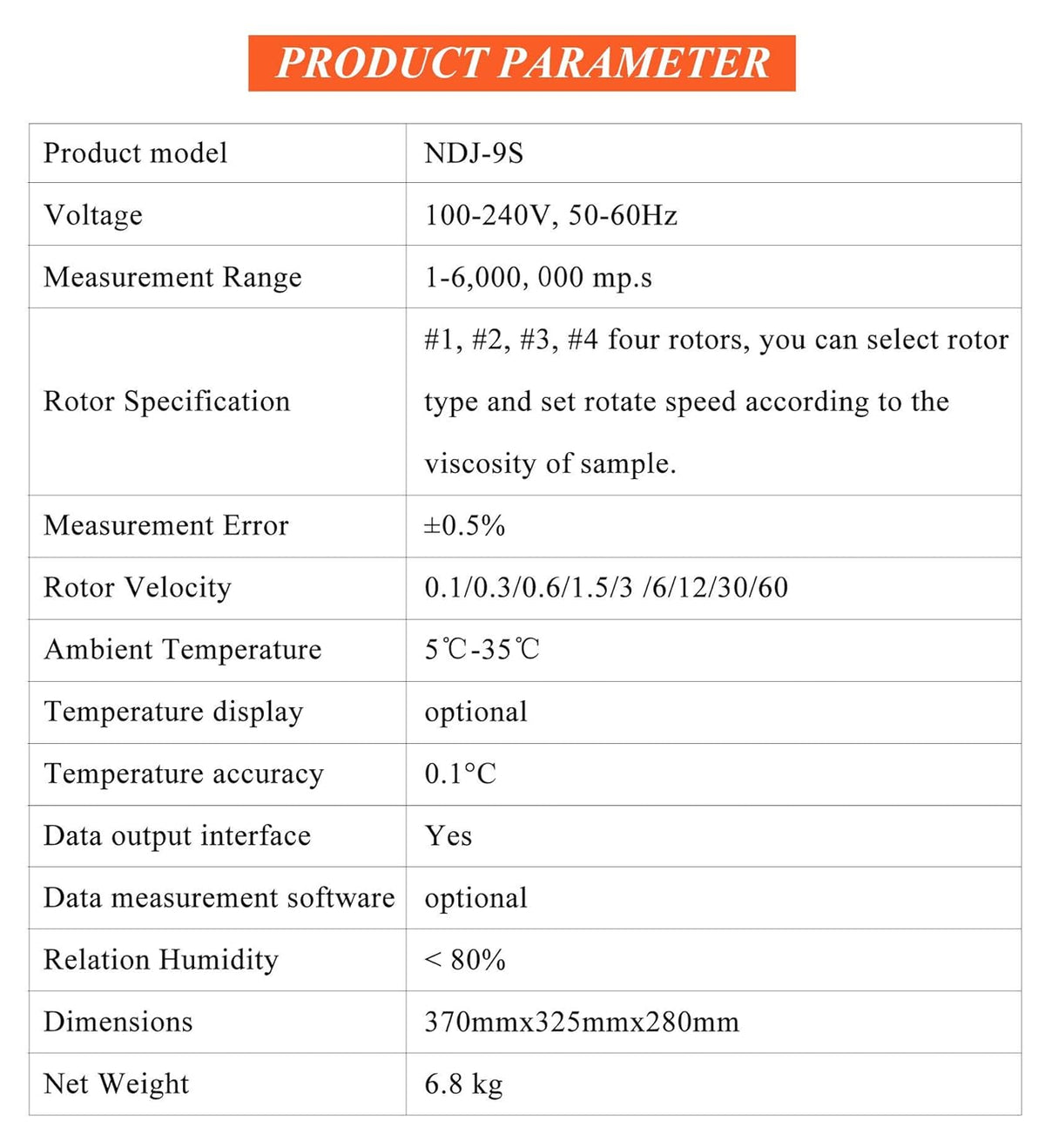 Digital Rotary Viscometer with Temp. Probe 10-6,000,000 mPa.s ±3% 110V I6389