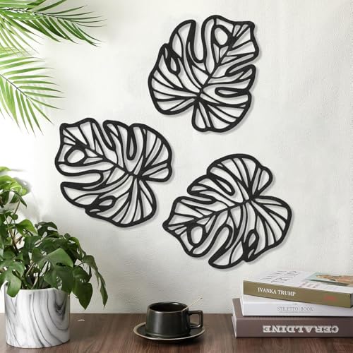 3 Pcs Wooden Palm Leaves Wall Art B11931
