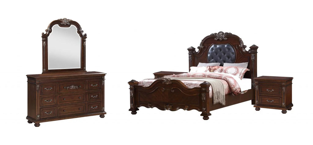 Queen Bedroom Set 5Pcs Cherry Finish Wood S727929