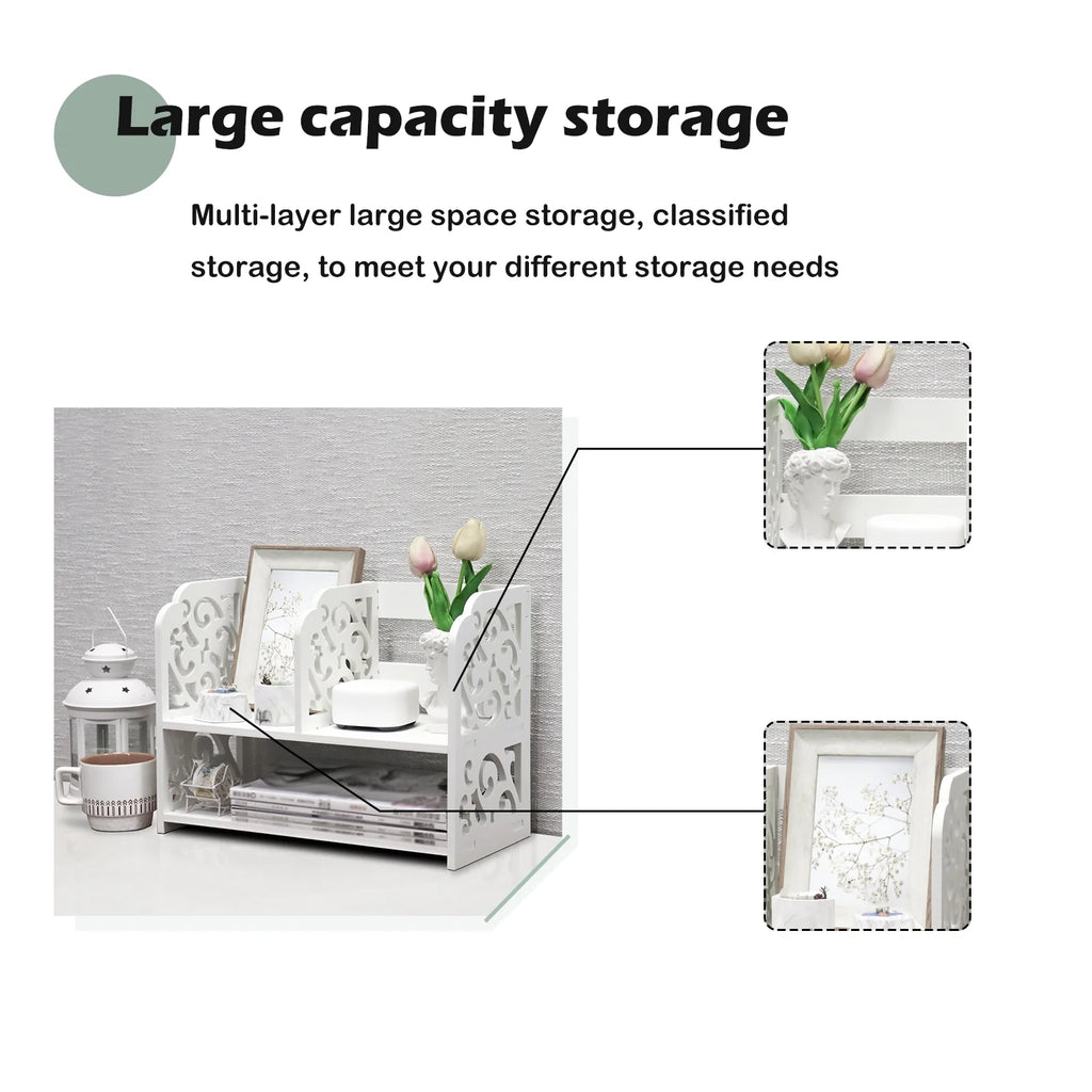 Small Desktop Organizer Bookshelf Storage Rack Wood Display Shelf K129