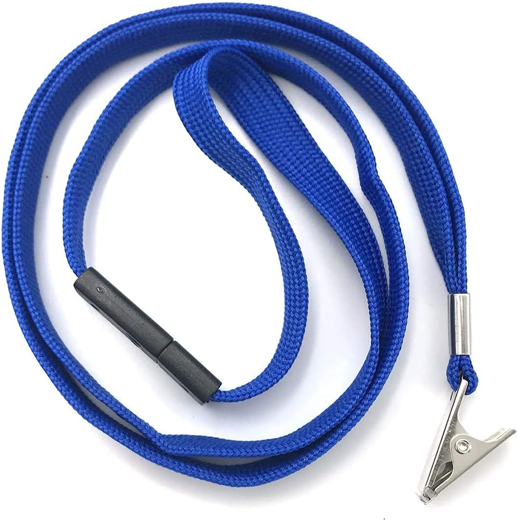 50 Pcs Clear Plastic Horizontal Name Tag Badge Id Card and 50 Pcs Blue Safety Breakaway Lanyards Z55266