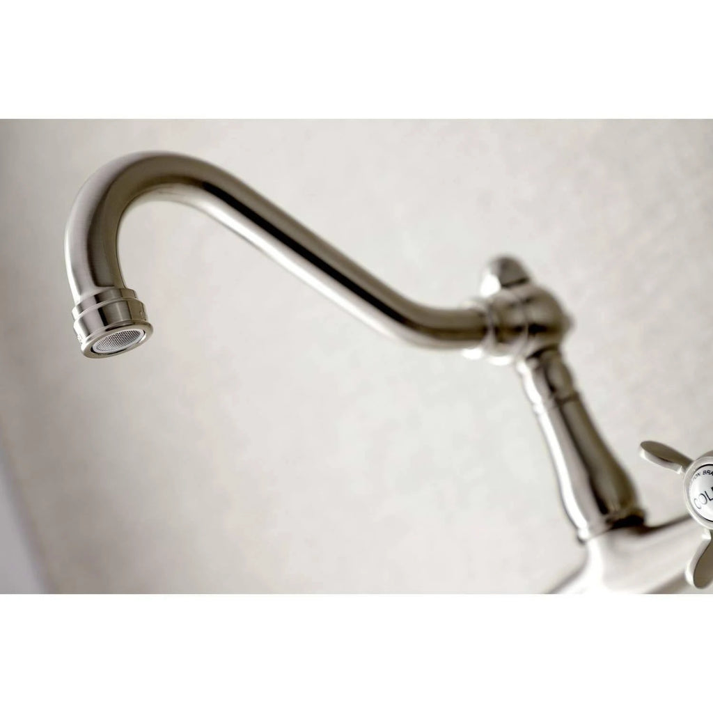 8x22 Center Wall Mount Bathroom Faucet, Brushed Nickel W6308