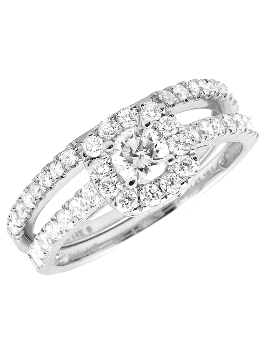 White Gold Halo Diamond Bridal Ring Set A4679