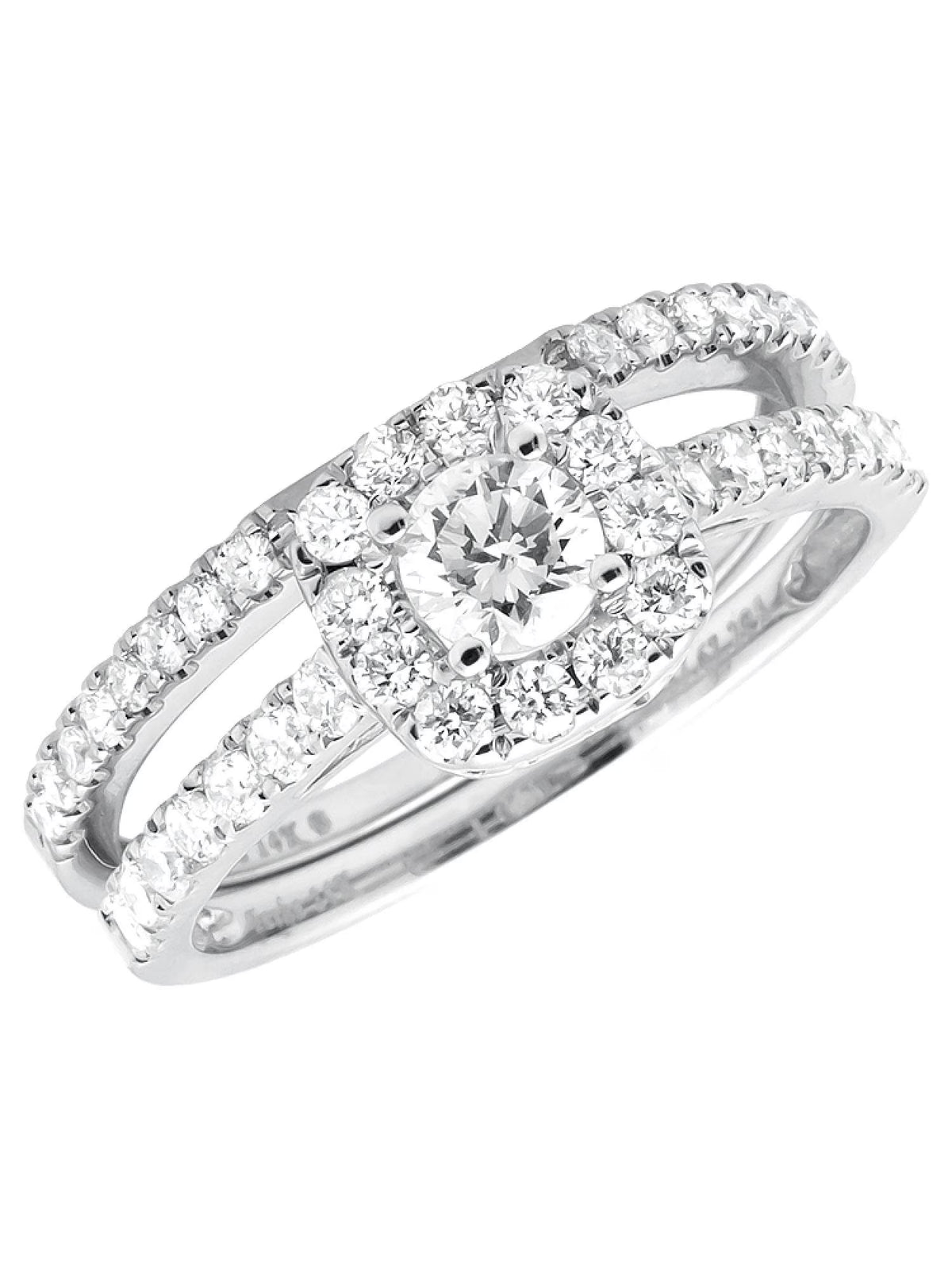White Gold Halo Diamond Bridal Ring Set A4679