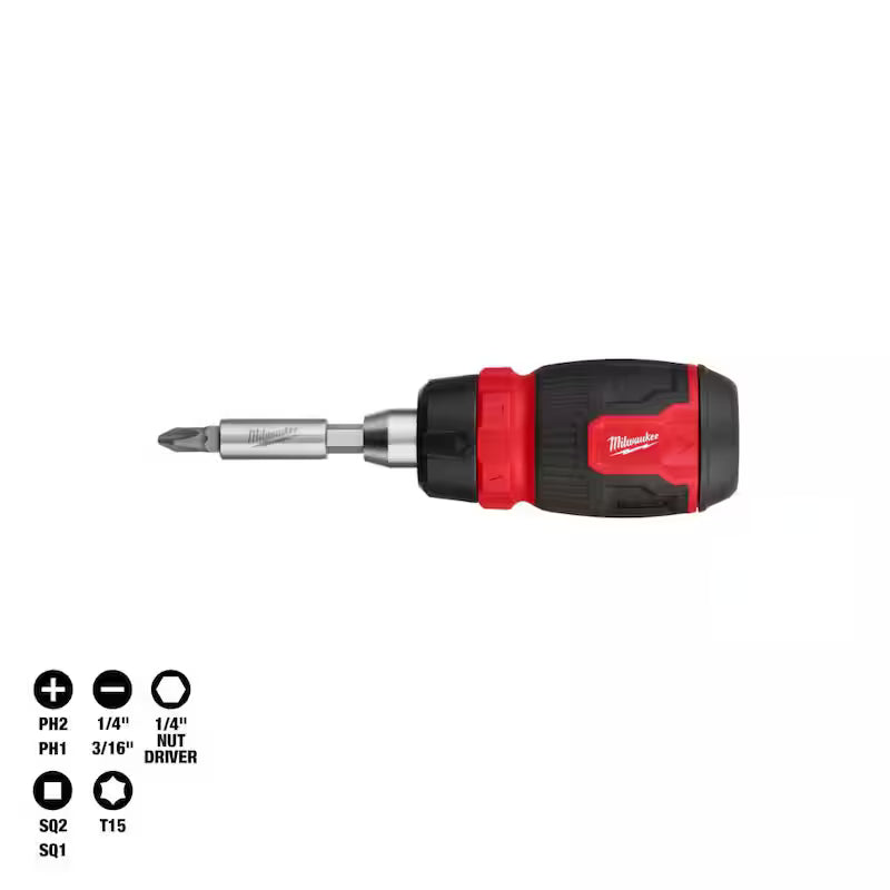 8-In-1 Ratcheting Multi-Bit Screwdriver A83376