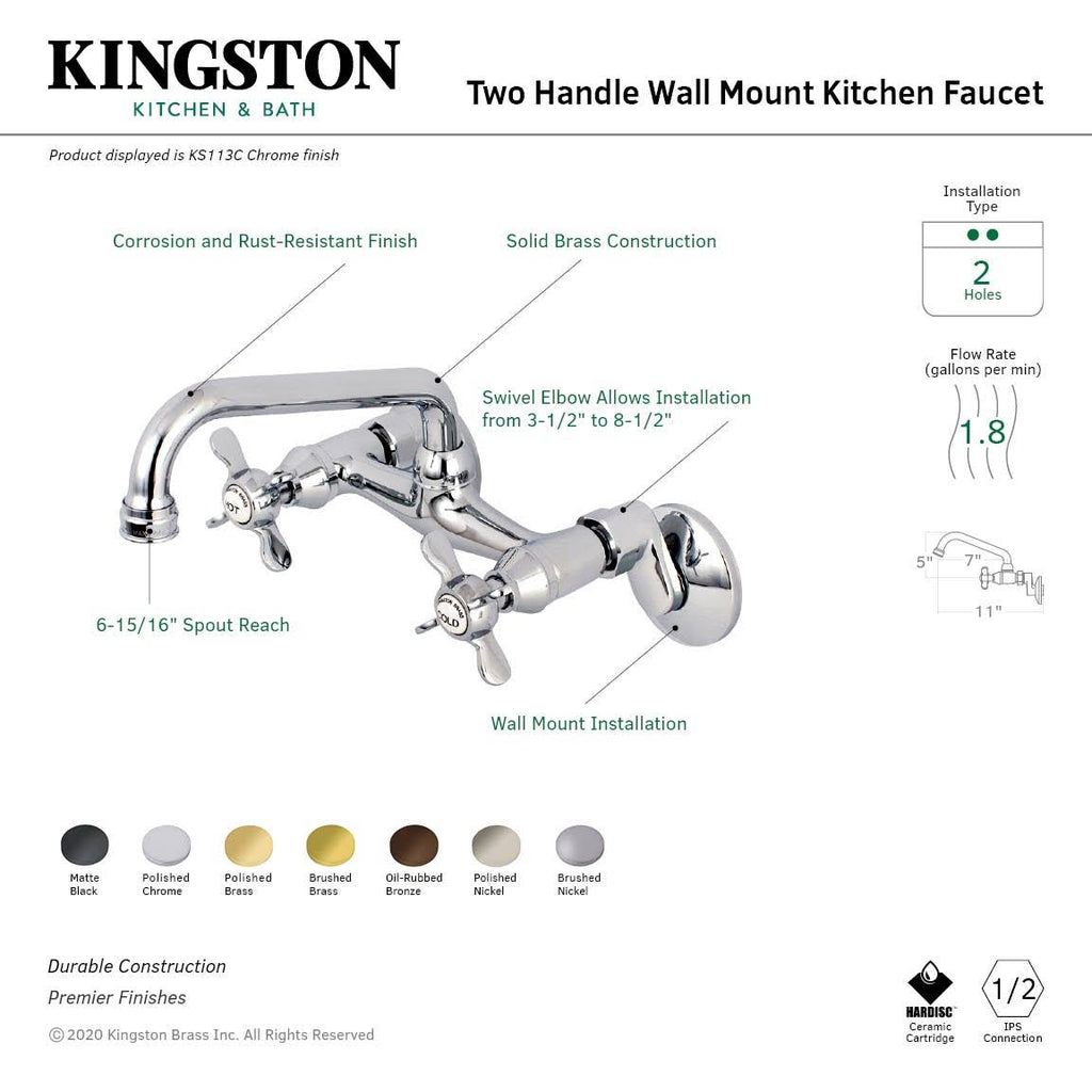 Brushed Nickel Wall Mount Kitchen Faucet U957874